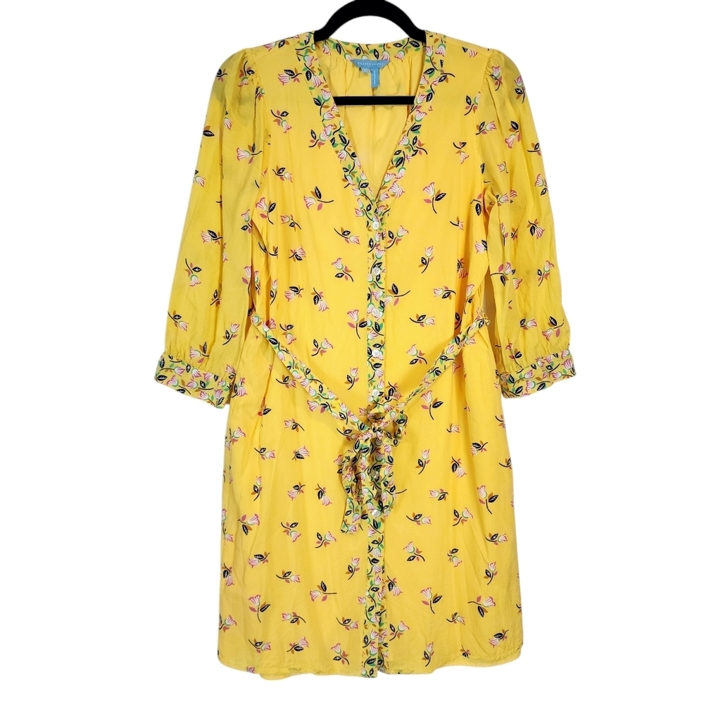 Draper James Women's Floral Button Front V-neck Dress Pastel Yellow Easter Dress